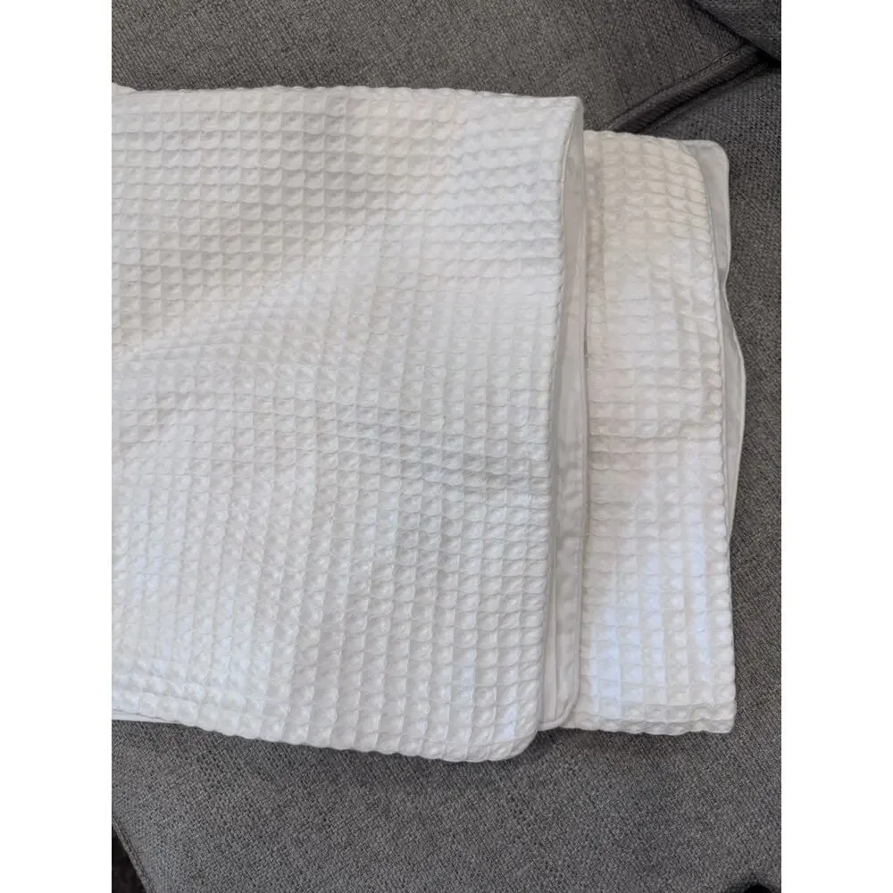 BOLL & BRANCH Waffle Weave Duvet Set W/shams Full/Queen White Organic Cotton NEW